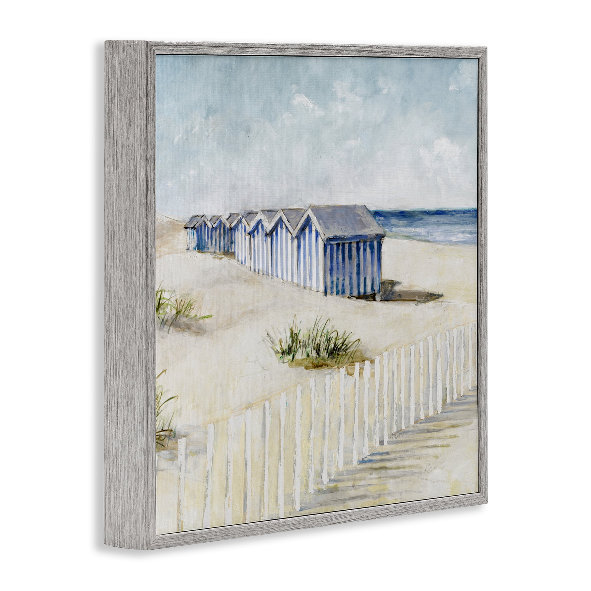 Stupell Industries Vintage Coastline Nautical Shacks Gray Framed Giclee Art, design by Lorenzo Collective