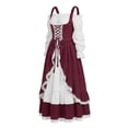 thumbnail image 2 of LEKWK Renaissance Dress Women Off Shoulder Lace-Up Corset Dress Vintage Ruffled Lace Trim Medieval Dress for Halloween Cosplay Theme Party, 2 of 6