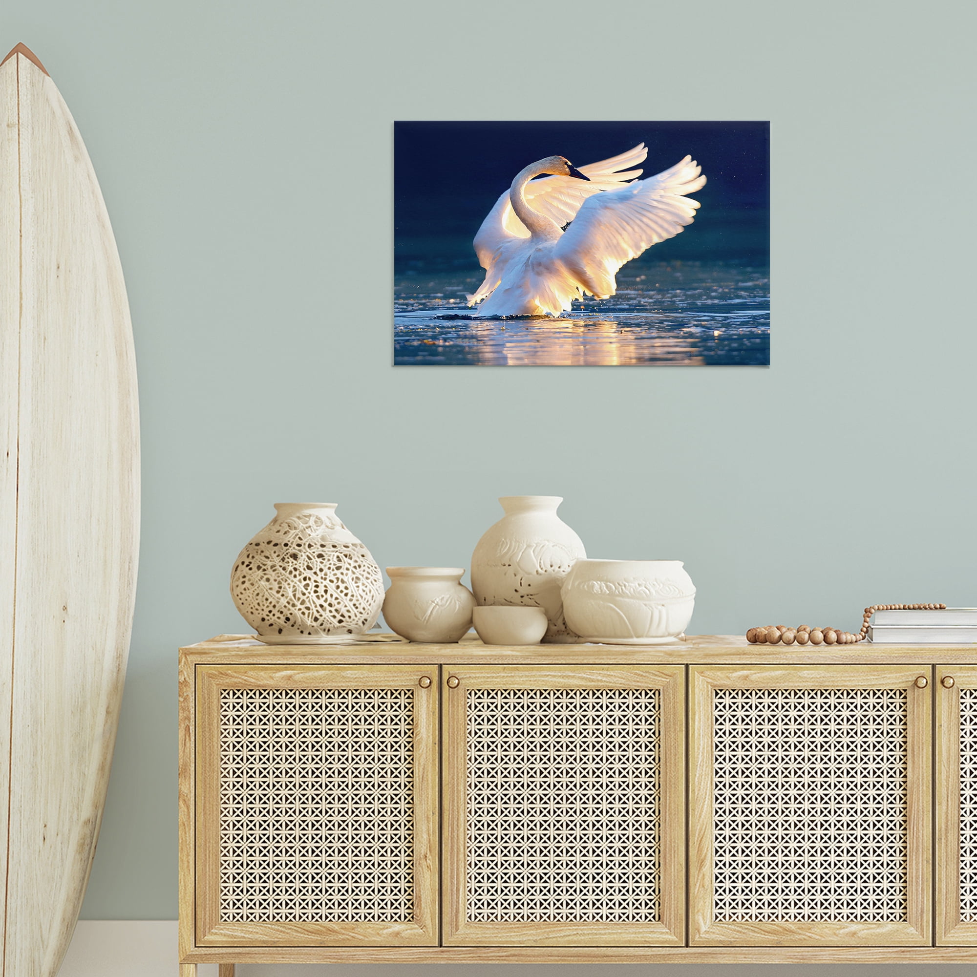 Stupell Industries Sunset Symphony Swan Animals Photography Wrapped Canvas Art Print Wall Art, 30 x 20