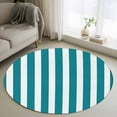 thumbnail image 2 of Teal Striped Large Area Rugs for Bedroom Living Room, Soft Non Slip Carpet Bedside Rug, Simple Art Vertical Stripe Farmhouse Round Floor Cover Kitchen Accent Rug 3' for Dining Room/Office, 2 of 9