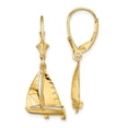 thumbnail image 5 of 14k Yellow Gold 3D Sailboat Leverback Earrings, 5 of 7