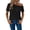 #0134-Black, variant on Women’s Textured V-Neck Blouse Short Sleeve Button Front Casual Linen Tops Solid Color Loose Fit Lightweight Breathable Summer Shirts