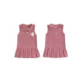 thumbnail image 2 of BemeyourBBs Little Toddler Baby Girls Baseball Dress Summer Outfits Clothes A-line Tank Dress Sleeveless Doll Collar Baseball Embroidered Striped Dress, 2 of 9