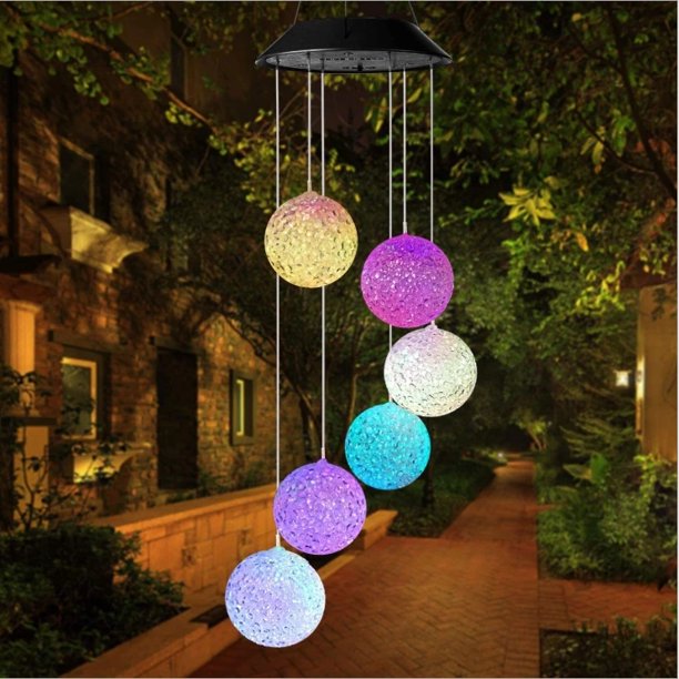 iMeshbean LED ColorChanging Power Solar Wind Chimes Yard Home Garden