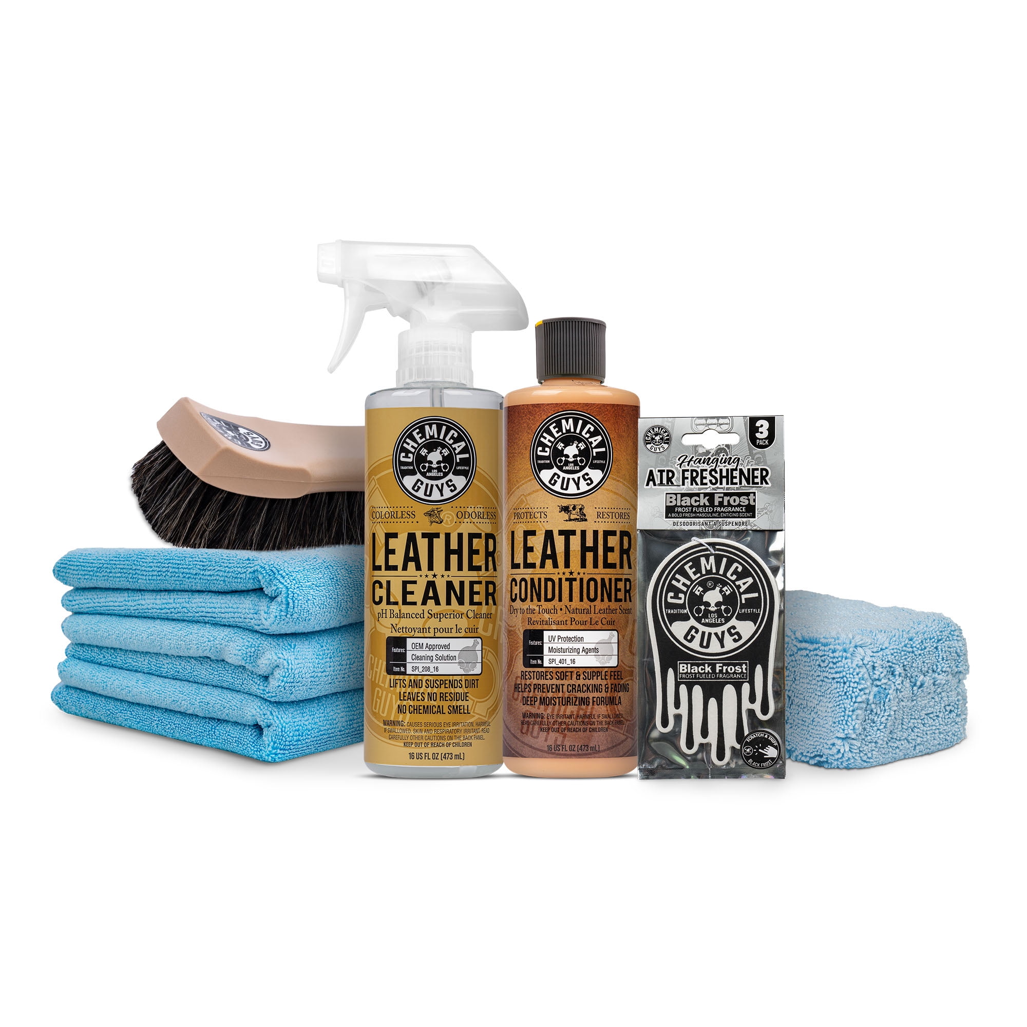 Chemical Guys 8-Piece Leather Care Kit – Cleaner, Conditioner & Detailing Tools for Car Interiors