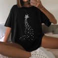 thumbnail image 2 of Moda mujer damas hombros caídos mangas sueltas manga corta Top pulóver Tops Pompotops hfajkhk125987, 2 of 9