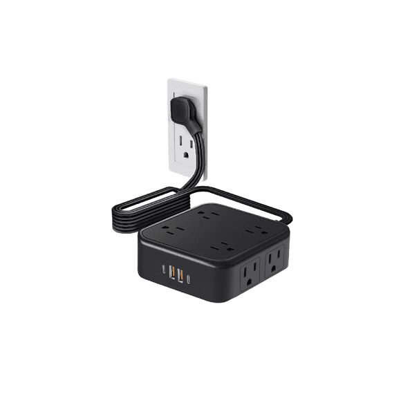 Placa de Alimentación Multicontacto Con 8 Salidas 3usb 1 Type-c negro