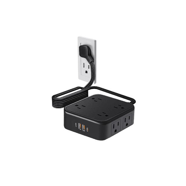 Placa de Alimentación Multicontacto Con 8 Salidas 3usb 1 Type-c negro