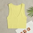 thumbnail image 2 of Mrat Camisole with Built In Bra Women's V-Neck Tight Sleeveless Solid Color Camisoles Sports Yoga Elastic Tank Tops S-116 Yellow L, 2 of 3