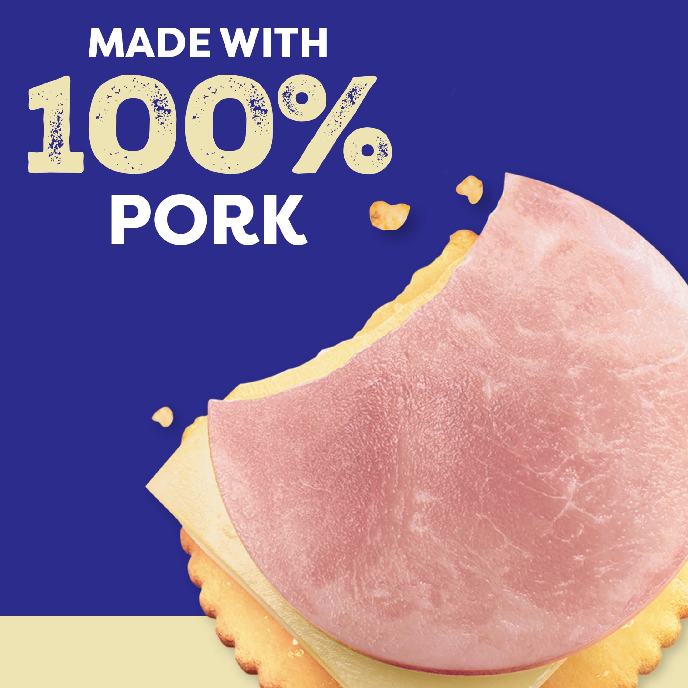 Oscar Mayer Bites Natural Hickory Smoked Uncured Ham, Monterey Jack & Cracker Trio Lunch Kit, 1 Tray, for Easy Lunch and On-the-Go Snacking, 16g Protein Snacks, 3.3 oz