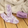 thumbnail image 3 of BambooMN Women's Girl Fuzzy Warm Fluffy Tie-Dye Colorful Fun Crew Socks - 2 Pairs, 3 of 7