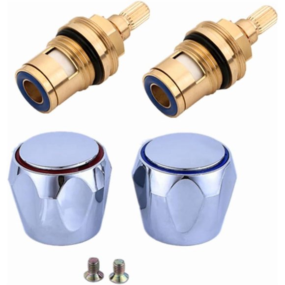 PinesC 1 Set Faucet Accessories Tub Accessories for Bathtub Shower Knob Replacement Cold Faucet Knob Handle Metal Shower Handle Valve Hot Cold Faucet Hand Wheel Dresser Handles Red, Blue