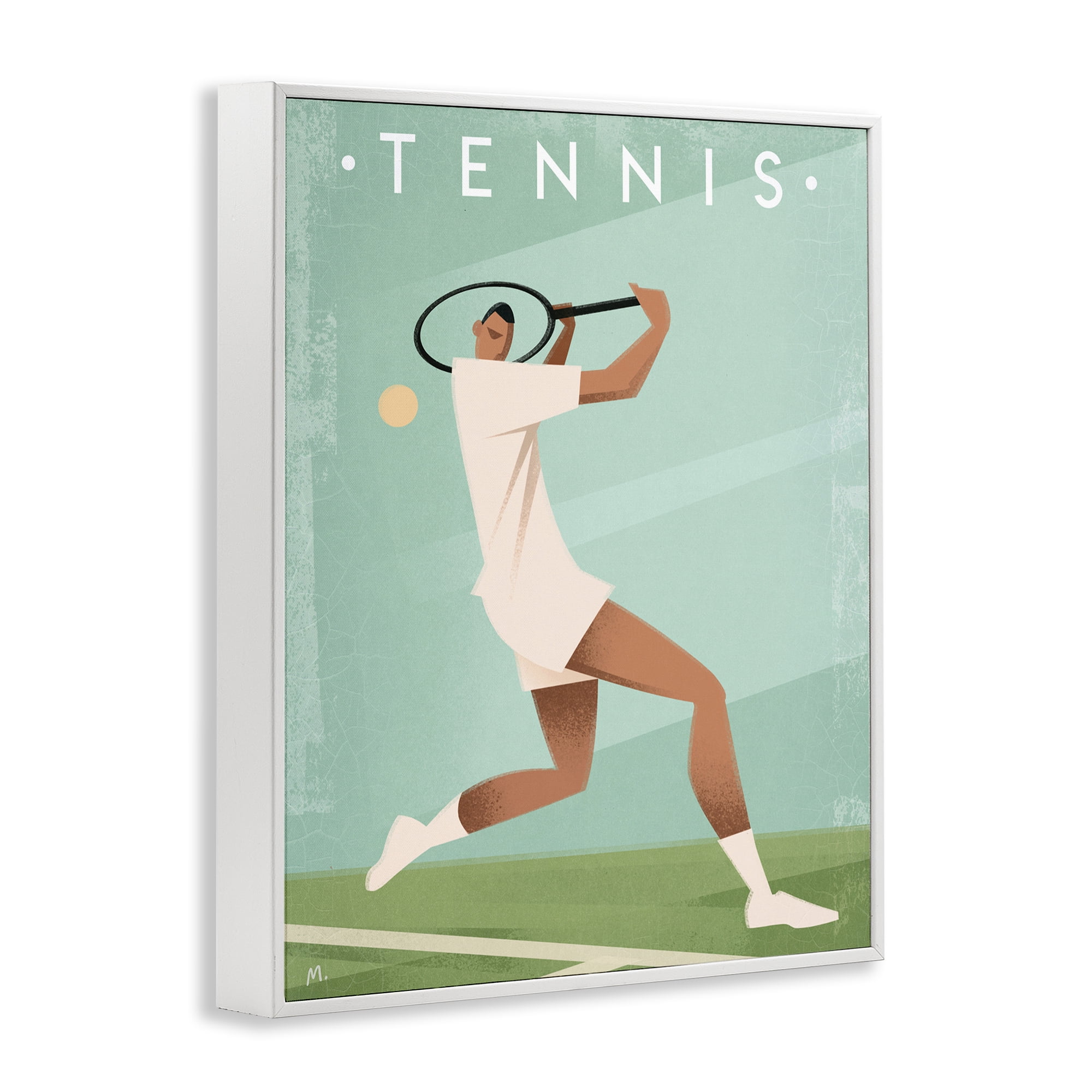 Stupell Industries Vintage Tennis Swing White Framed Giclee Art, design by Martin Wickstrom