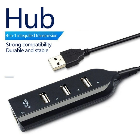 Fiudx Concentrador Divisor Usb 2.0, Transferencia de Datos de Alta Velocidad, Compatibilidad con Intercambio En Caliente de 4 Puertos, Compatible con Disco U, Teclado, Ratón y Escáner, Plug And Play,