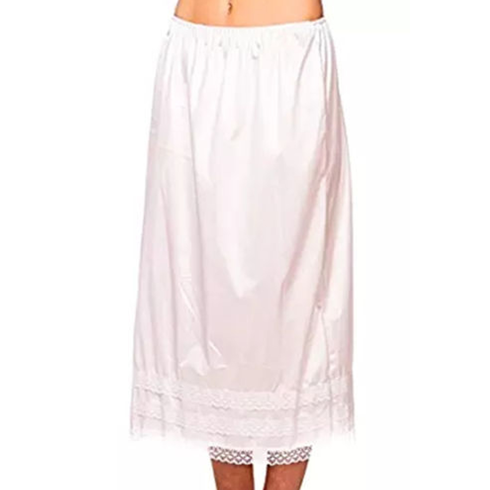 AmShibel Women Half Slips for Under Dresses Satin Solid Color Lace Trim