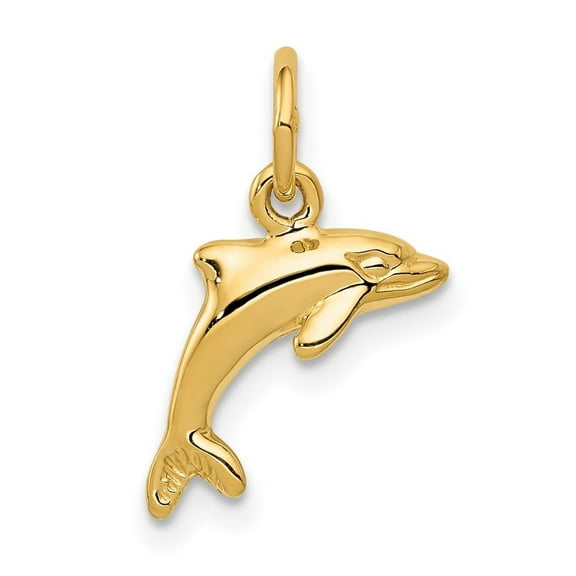 Auriga Fine Jewelry 14K Yellow Gold Dolphin Pendant for Women (L-15 mm,W-13 mm)