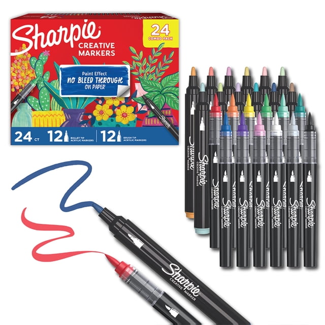 Marcadores Sharpie Creative de acrílico a base de agua, 24 colores