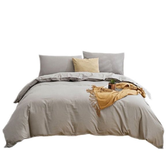 DBOZE Cotton Blend 5 Pieces Bed In A Bag Down Alternative Comforter Sets,Silver Gray,Queen
