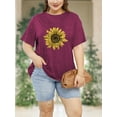 thumbnail image 6 of XCHQRTI Sunflower Shirts for Womens Plus Size Short Sleeves T-Shirt Graphic Oversized Flower Tops, 6 of 7