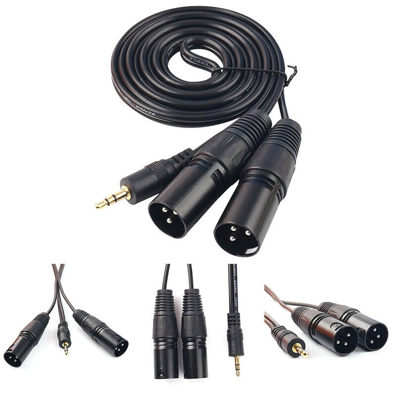 3.5mm Mono Jack Cable Splitter Microphone Cable to 2 XLR Female Mixer/Speaker PC/Laptop