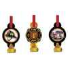 Club Pack of 96 Red Fire Watch Firefighter Blowout Party Noisemakers with Medallions