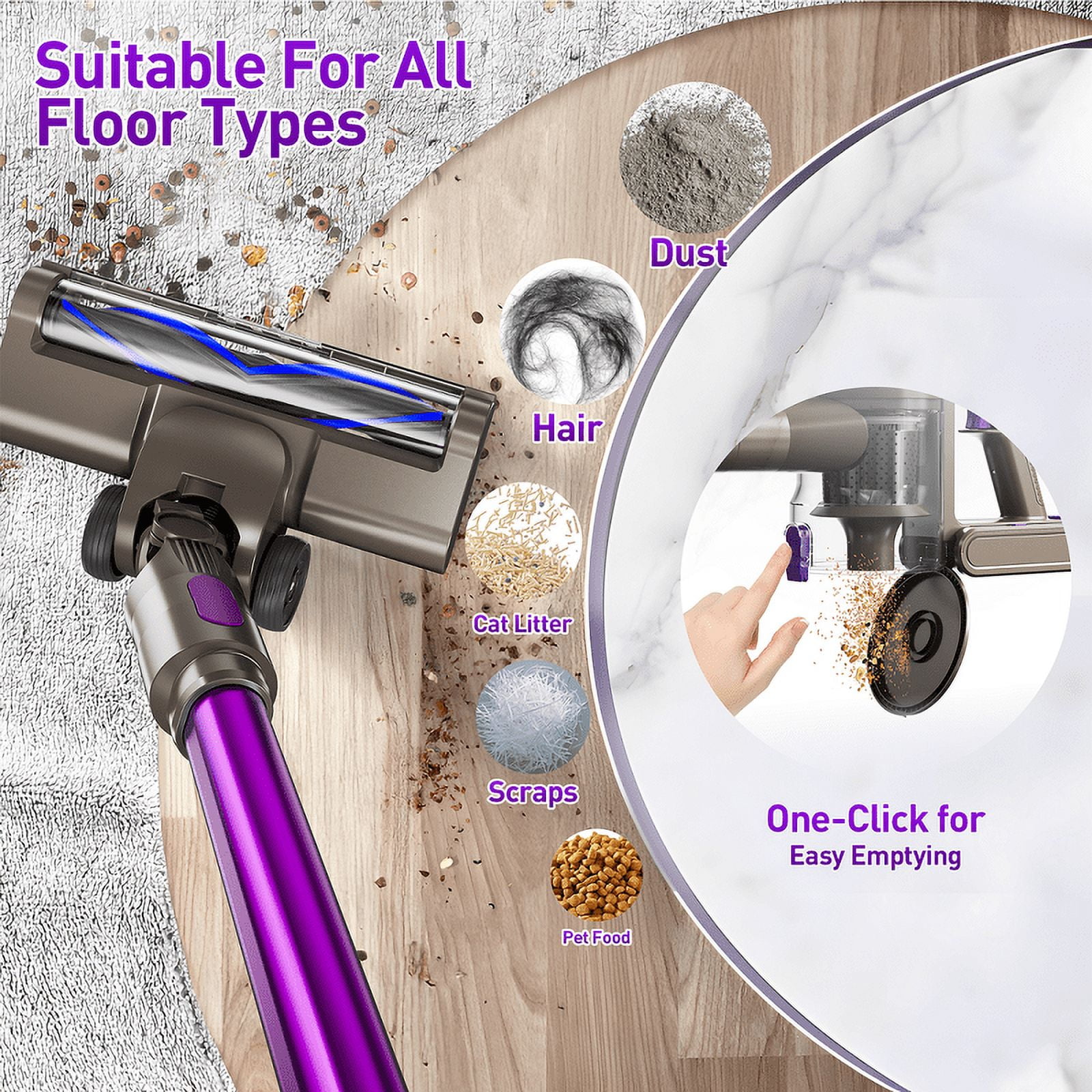KUOSE Cordless Stick Vacuum Cleaner 38KPA 50Mins 2200mAh