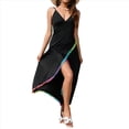thumbnail image 2 of Vestido Cruzado Sin Mangas con Escote en V y Espalda Abierta para Mujer con Ribete en Contraste Negro S, 2 of 10