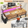 thumbnail image 5 of Romorgniz 37.8" H Computer Desk with LED Lights Small Desk with 2 Fabric Drawers & Side Pocket, Ergonomic Study Desk with Monitor Stand for Home Office, Gaming, Small Spaces, Rustic Brown, 5 of 9