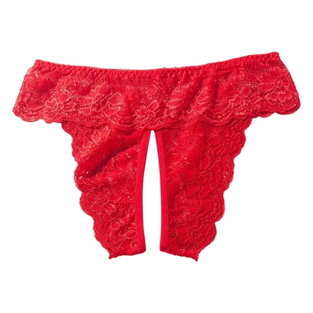 Rinsvye Womens Lace Panties Underwear Plus Size 4X Thong Low Rise Cotton Skeleton Panties For Women Underwear Cutout Lace Bikini V Back Lace Panties Briefs Vintage Satin Lace Panties