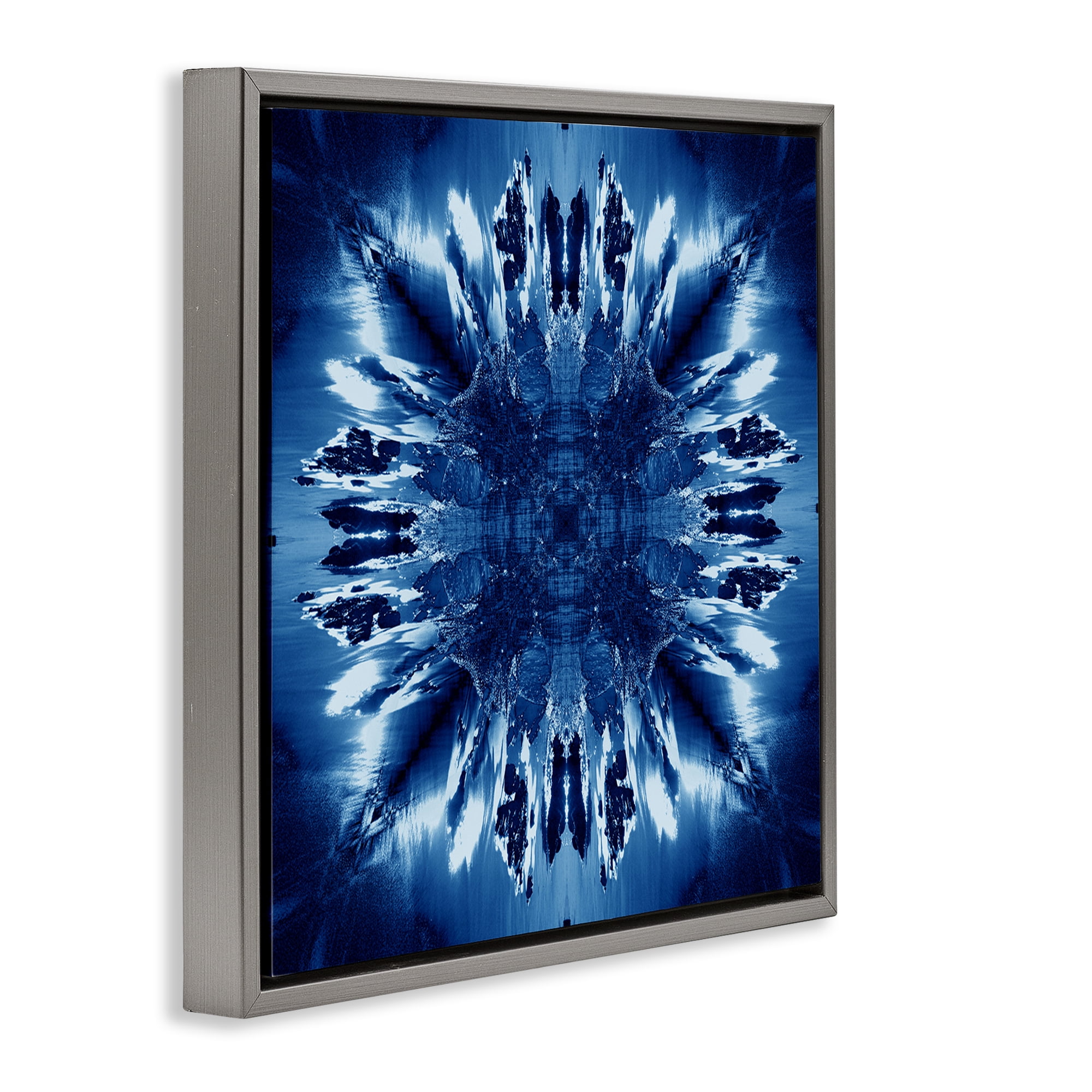 Stupell Industries Tie Dye Mirrored Shapes Abstract Painting Gray Floater Framed Canvas Art Print Wall Art, 25 x 25
