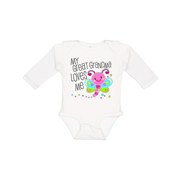 Inktastic My Great Grandma Loves Me Cute Dragonfly Boys or Girls Long Sleeve Baby Bodysuit