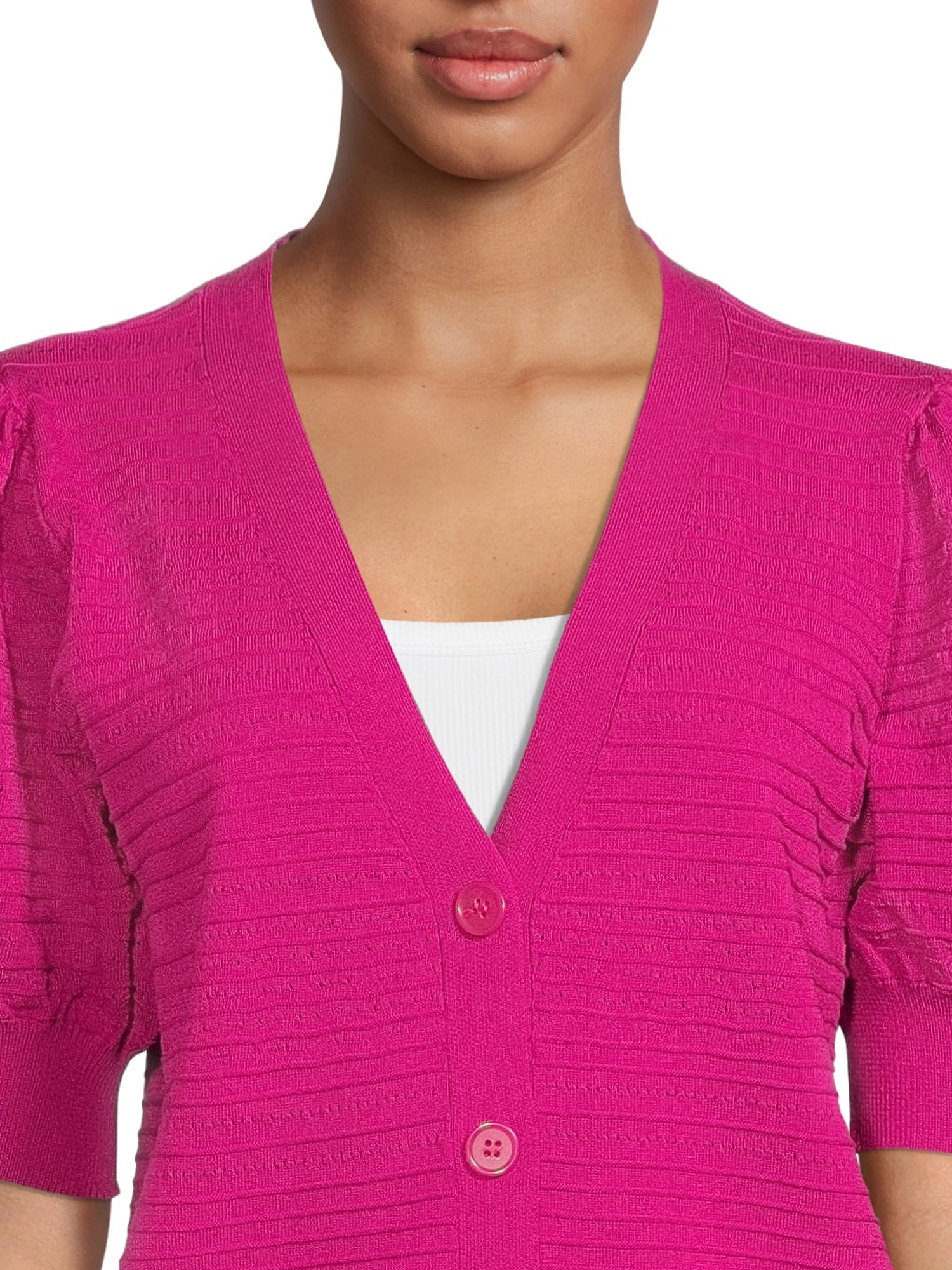 Time and Tru Women's Puff Sleeve Cardigan - Stylish Layer