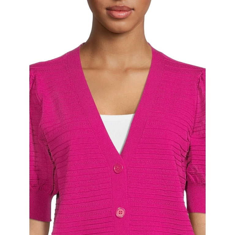 Time and Tru Women's Puff Sleeve Cardigan - Stylish Layer