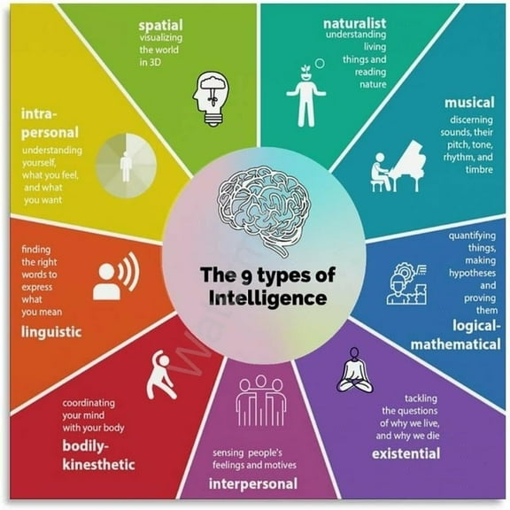 Howard Gardner Multiple Intelligence Theory Poster (3) Canvas Painting Wall Art Poster for Bedroom Living Room Decor