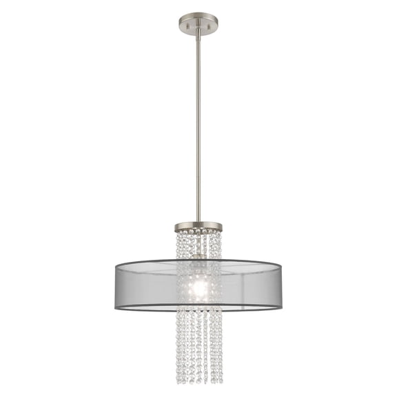 43204-91 Livex Lighting Bella Vista - 1 Light Pendant in Contemporary Style - 20 Inches wide by 27.5 Inches high-Brushed Nickel Finish-Black  Shade