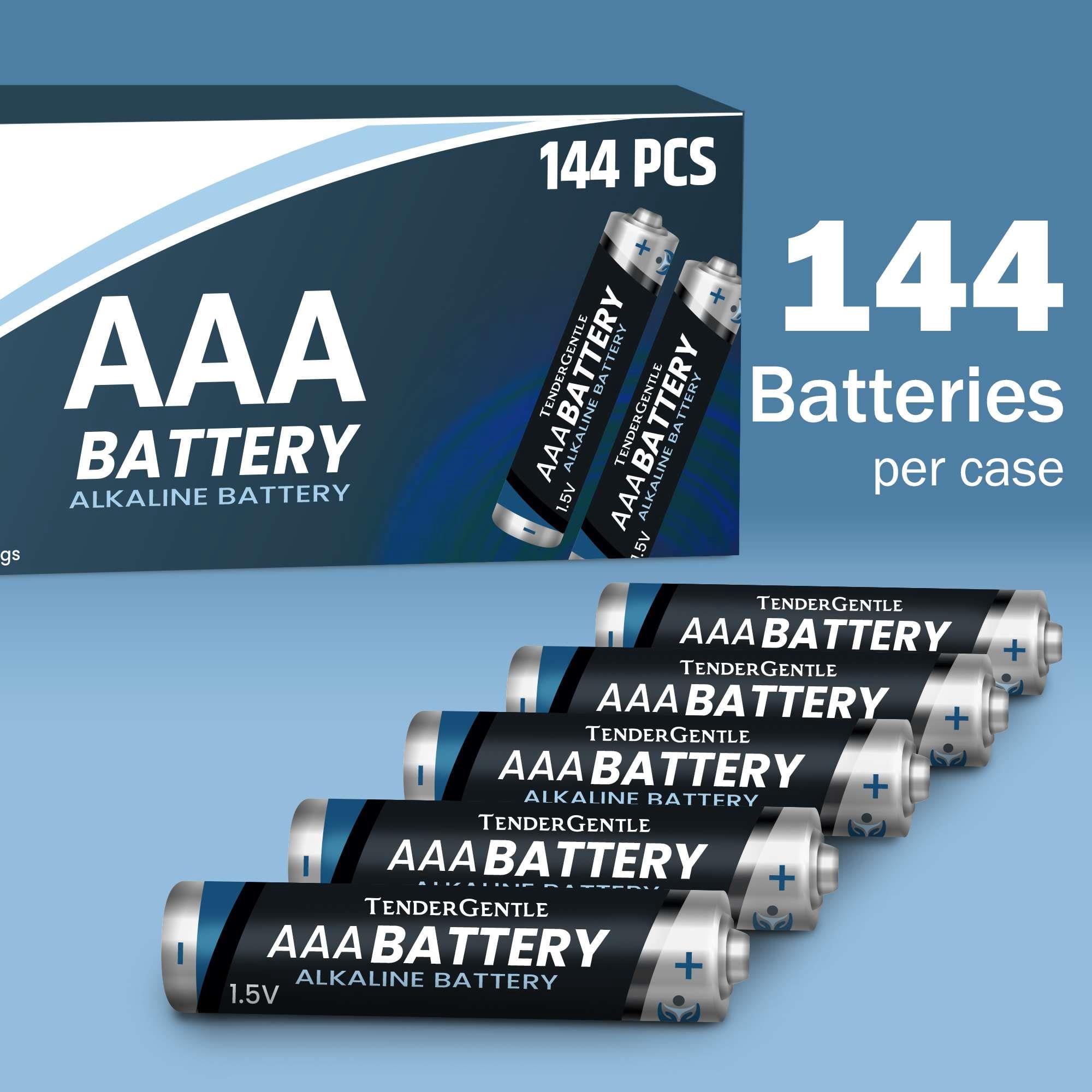 Tender Gentle AAA Batteries 144 Pack - Alkaline Triple a Batteries, Long Lasting, 10 Year Shelf Life