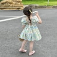 thumbnail image 4 of Nmnitkp Girl Dresses Summer Cute Print Sleeveless Round Necktie Pocket Children's Dress Green,2 Years, 4 of 8