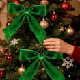 thumbnail image 3 of Green Vintage Velvet Christmas Bows, 5.9" x 7" Vintage Xmas Velvet Ribbon Bow, Xmas Tree Bow Decorations, Wreath Garland Decor Bows, Holiday Gift Wrapping Bow, DIY Crafts, Xmas Home Decor,Z2#Green, 3 of 4