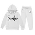 thumbnail image 4 of FAOWME Child Toddler Boys Girls Long Sleeve Solid Color Warm Hoodie Pullover Tops Pants Kids Outfits Sweat Suits Tracksuits White 8-9 Years, 4 of 4