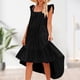 thumbnail image 5 of Vestido Largo Con Volantes Vestido casual de mujer Vestido de verano de algodón de corte bajo Vacaciones de vacaciones (Negro M) Ygjytge para Mujer Negro T L, 5 of 7