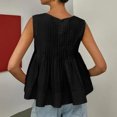 thumbnail image 3 of CIENVNSTG Womens Summer Pleated Peplum Tops Casual Sleeveless Tank Tops Flowy Babydoll Shirts Black M, 3 of 5