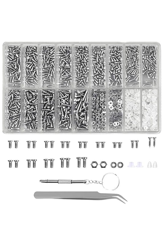 Nickel Plating Tiny Eyeglass Screws Sunglass Spectacles Watch Repair Replace Micro Parts Assortment kit,1100PCS