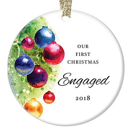 colorful engagement ornament 2018