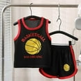 thumbnail image 2 of HUANBAI Kids Sports Shorts Sets Boys Jerseyss Tracksuit 2 Piece Basketball Performance Tank Top And Mesh Shorts Set 150, 2 of 3