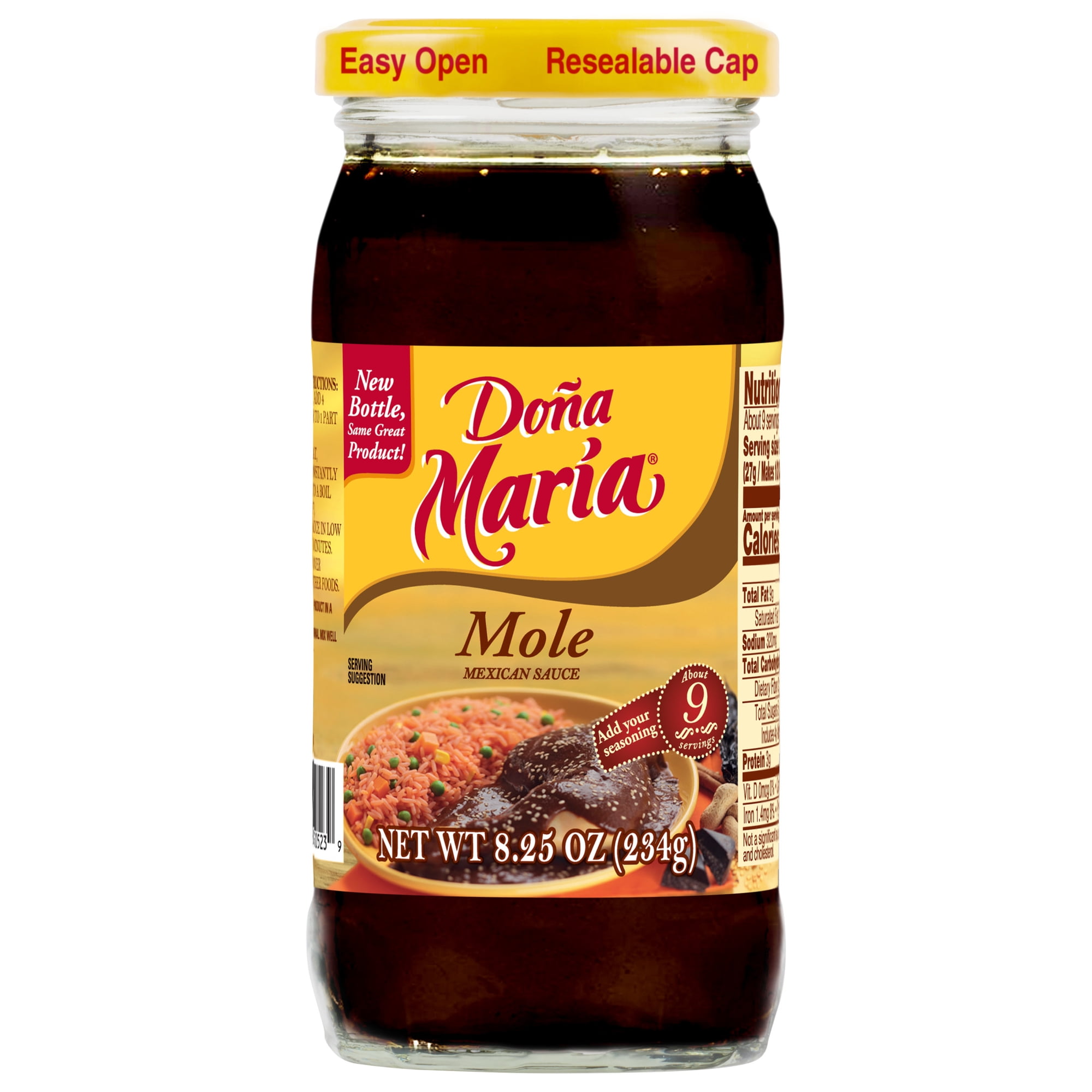 DONA MARIA Traditional Mole, Shelf Stable, 8.25 oz Regular Glass Jar