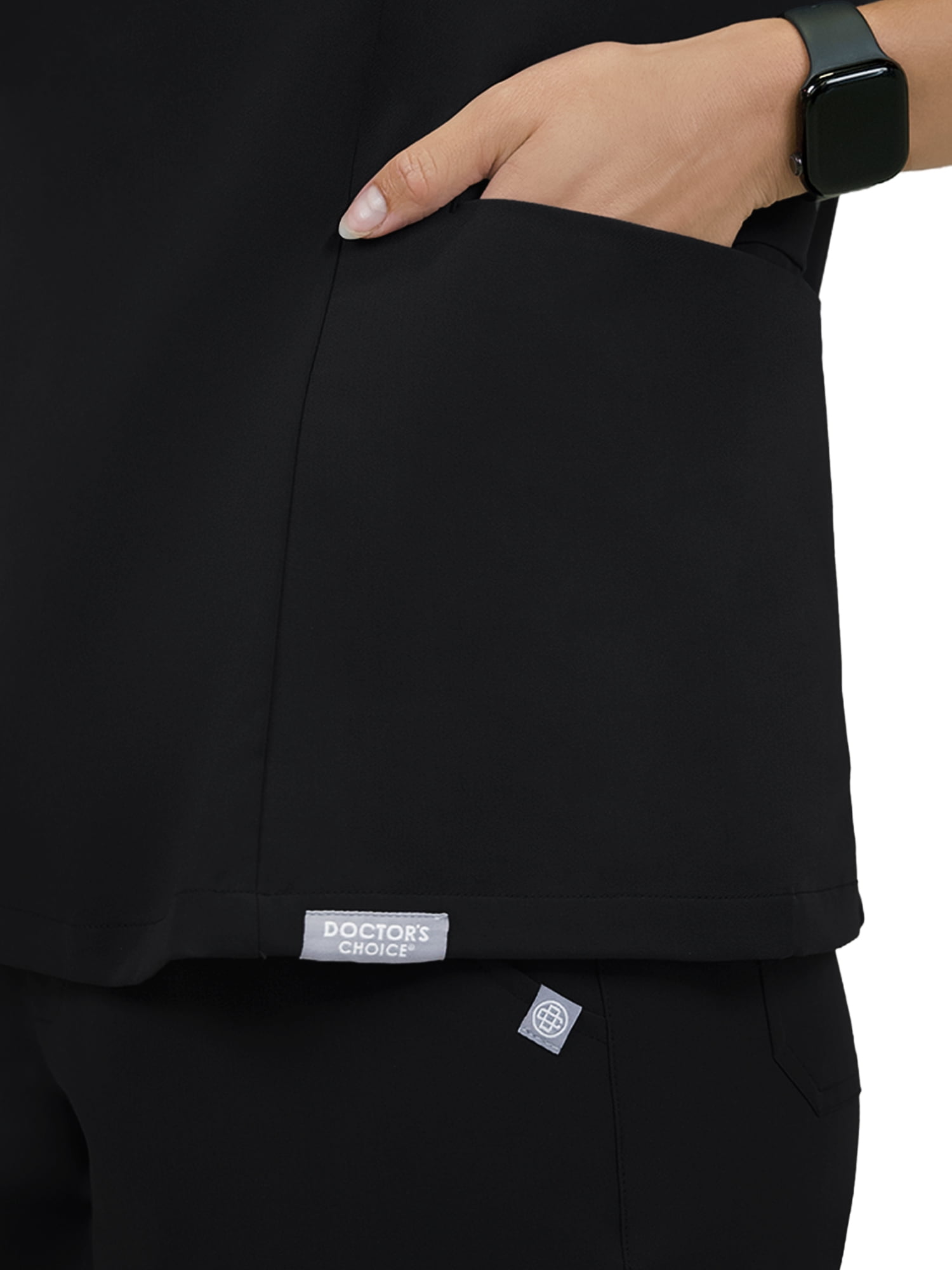 Doctor's Choice Elite -Rx Antimicrobial Fluid-Repel Women's Scrub Top, Black S - XXXL
