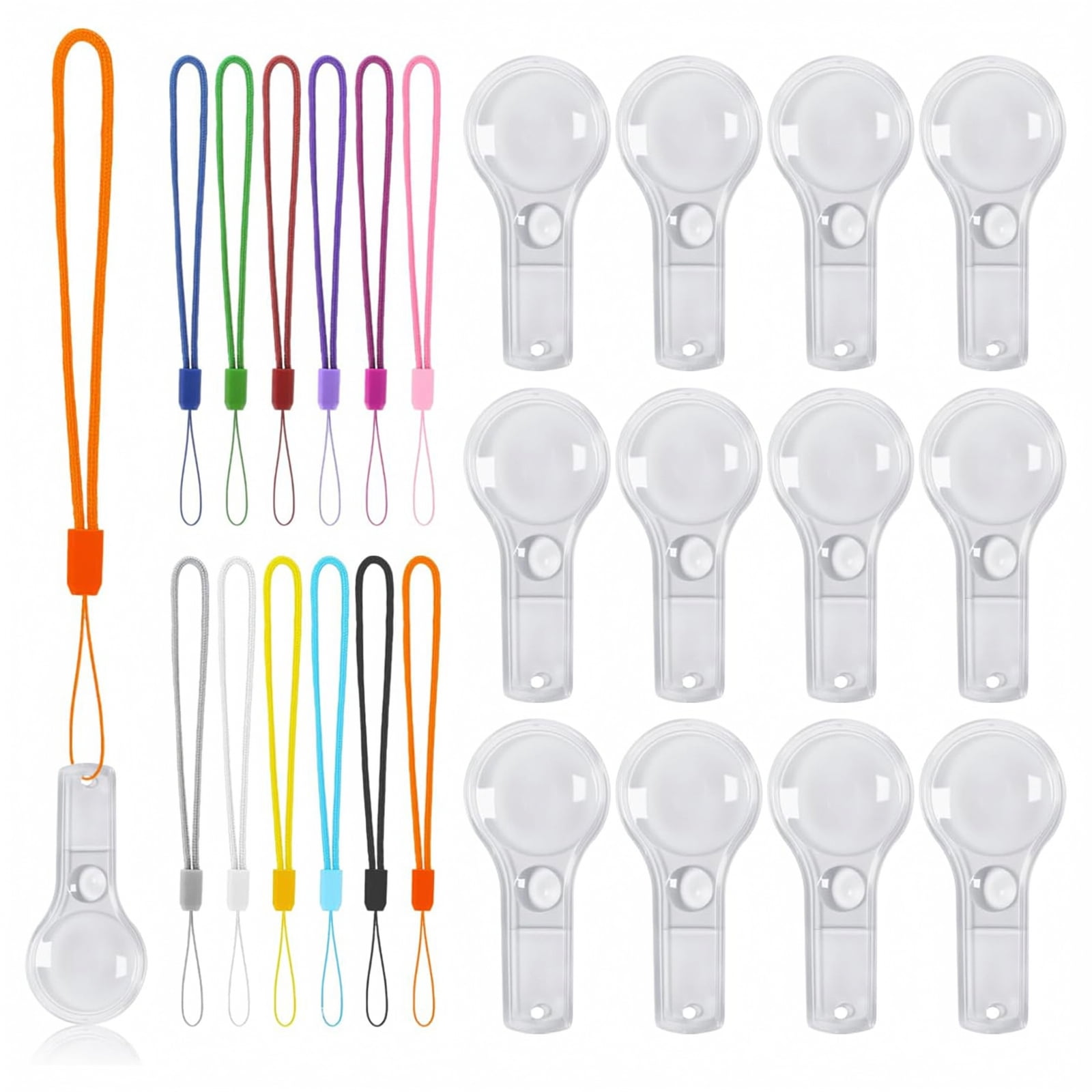 Mini Magnifying Glass Set Featuring Clear Lens with Colorful Lanyards, Portable Magnifier for Craft Inspection Reading, Party Favor Mini Magnifying Glass 12 Pack