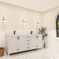 thumbnail image 2 of Ayna Decors Rooh 72 in White Double Sink Bathroom Vanity Set with White Quartz Countertop and Brass Faucets | Pop-Up Drain and P-Trap Included | Black Hardware, 2 of 10