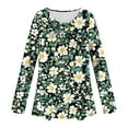 thumbnail image 6 of Womens Long Sleeve Tunic Tops Cotton Fall V Neck Casual Dressy T-Shirts Casual Floral Print Pullover Blouses (Army Green M), 6 of 6
