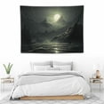 thumbnail image 3 of ONETECH  Ocean Tapestry Wall Hanging Gold Full Moon over Ocean Natural Scenery Tapestries Night Sky Wall Decor Blanket for Living Room Bedroom Party,, 3 of 7